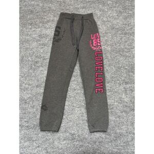 Supernova Girls Gray Pink Love Graphic Joggers Sweatpants Size 6X Charcoal